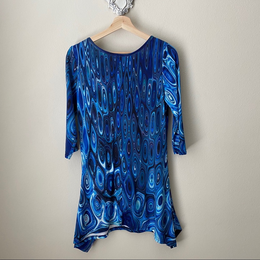Blue Patterned Women's Dress - Picture 2 of 8